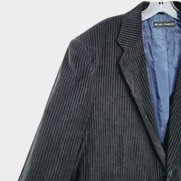 Michael Brandon Blazer Jacket 44 XL Black Corduroy Lined 2 Button Double Vented - Picture 4 of 12